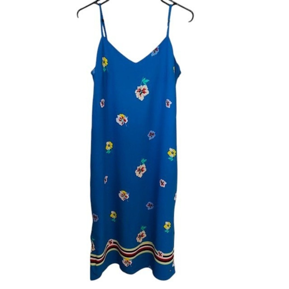 Tommy Hilfiger Midi Dress Floral Print‎ Casual Summer Dress Blue Size Sm